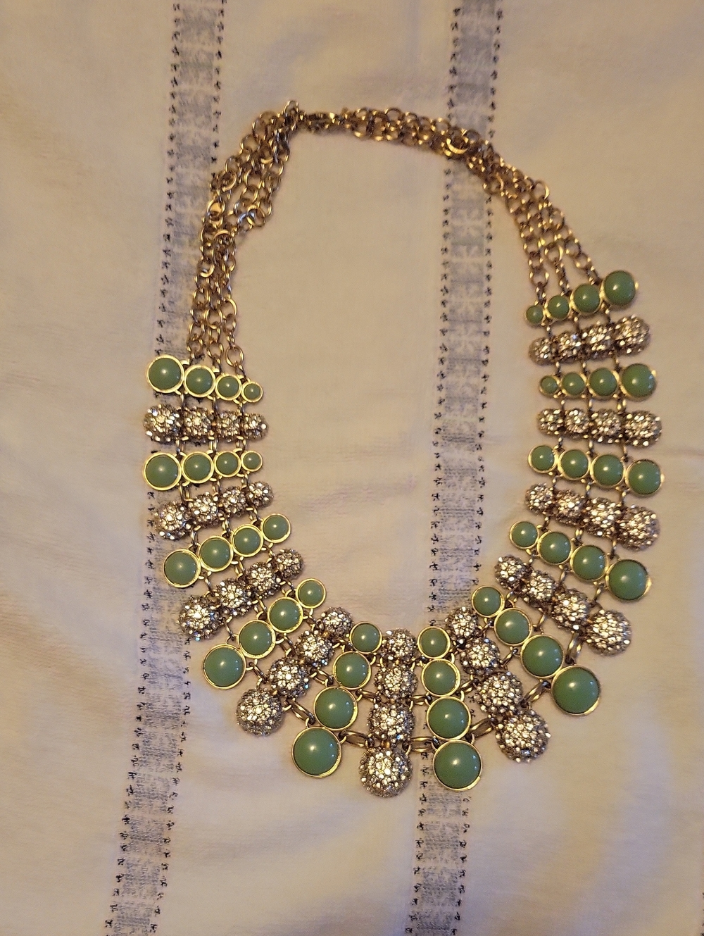 BaubleBar Gold-tone Necklace with Mint Green Stones and Crystals